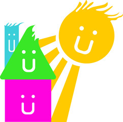 Geometric Characters Building House Vector