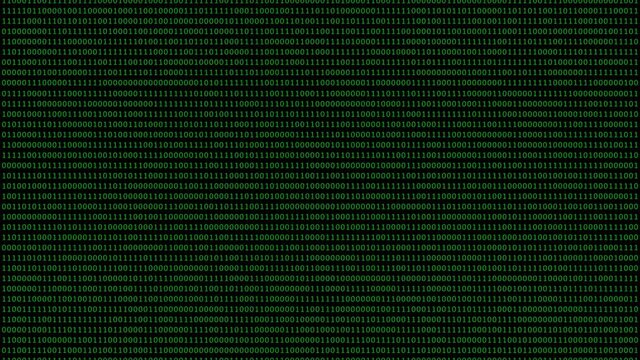 Binary code background with digits moving down on screen. Algorithm binary, data code, decryption and encoding, row matrix seamless loop abstract background.