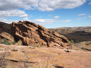 Natural red rock sandstone formations in Morrison Colorado.