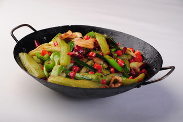 vegetables in a pan