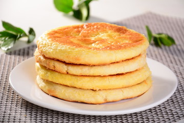 stack of pancakes with maple syrup