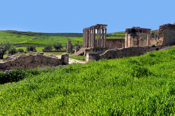 Landscape of Temple of Juno in Dougga, Tunisia
