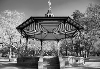 gazebo, black and white