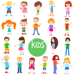 cartoon kid characters large set