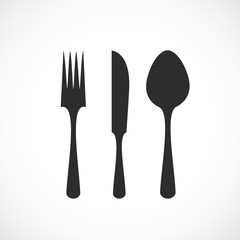 Simple vector shape of fork knife and spoon