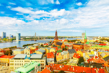 Naklejka premium Riga panoramic view, Latvia