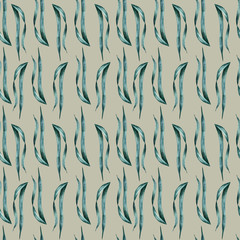 Seamless watercolor pattern with grass on a colored background. Illustration for fabrics, posters, postcards, packaging paper, clothing