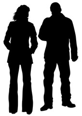 Couple of young guy and girl on white background