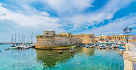 View of Gallipoli town and harbour, Puglia Region, South Italy - obrazy, fototapety, plakaty