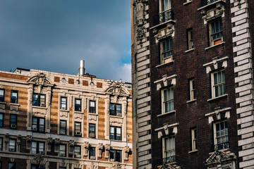 Exterior details of historical buildings around Broadway Upper West Side