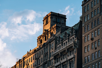 Extierior details of old buildings at Central Park west Upper West Side