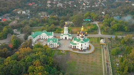 Architecture of Kiev Pechersk Lavra from Drone Perspective