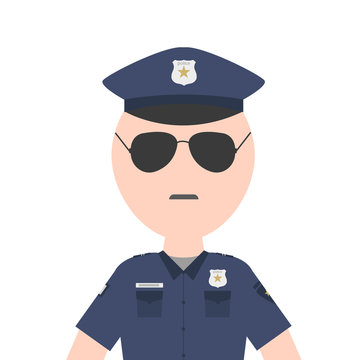 Policeman officer character flat cartoon design , vector illustration avatar icon and sign of police.