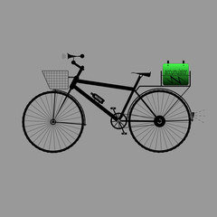 Black bicycle with green accumulator - vector illustration