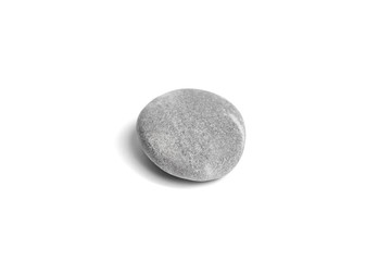 Fototapeta na wymiar Single grey pebble isolated on white background. Smooth gray sea stone