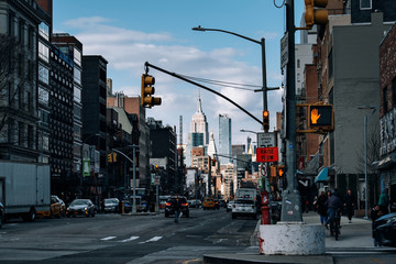 Bowery Street view of Chinatown in Lower Manhattan - obrazy, fototapety, plakaty