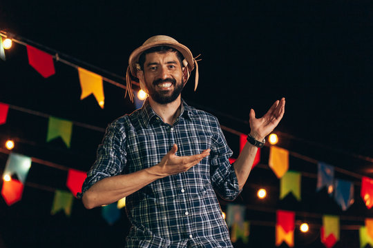 Brazilian man wearing traditional clothes for Festa Junina - June festival