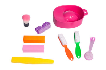 A set of manicure or pedicure tools, isolated on pure white background