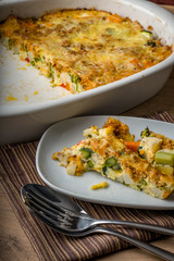 Vegetable casserole with made with eggs and cheese