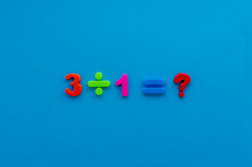 math action on blue paper background