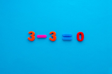 math action on blue paper background