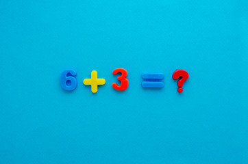 math action on blue paper background