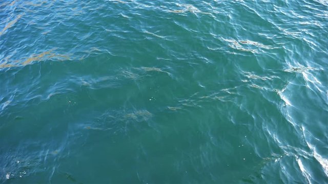 Emerald clean water wave flowing in slow motion abstract background