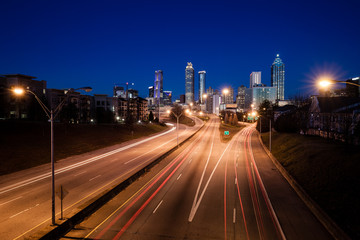 Fototapeta na wymiar Atlanta city night panoramic view skyline, Georgia, USA