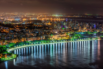 Night view of Flamengo beach and Centro in Rio de Janeiro