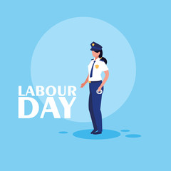 labour day celebration with police female