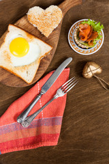 Breakfast with fried eggs.