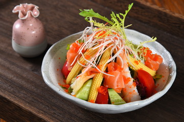 fresh salad with shrimps