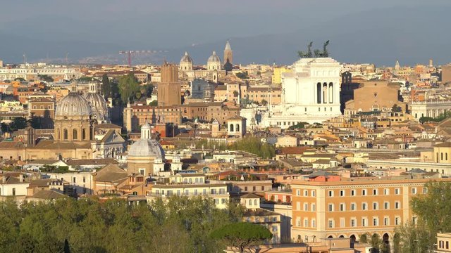 Panorama from the Gianicolo Terrace with the Altare della Patria, in Rome, Italy.