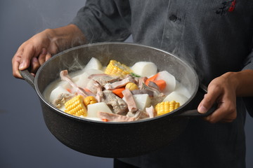 chef preparing food in kitchen