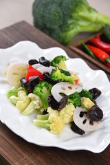 fresh salad with feta cheese and olives