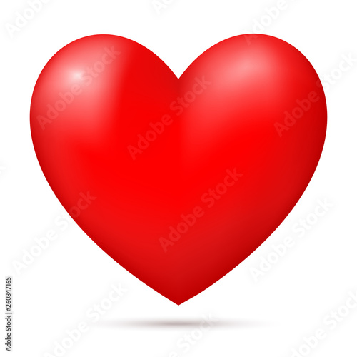 Realistic 3d Heart Red Color Isolated On White Background Banner
