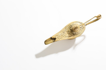 Magic Aladdin Lamp on white background, top view
