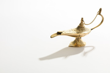 Magic Aladdin Lamp on white background, space for text