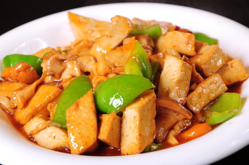 fried chicken with vegetables