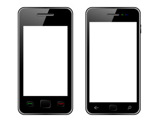 Black smartphone with glare on the screen on isolated background. The layout of the phone . Isolated Vector Illustration