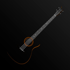 Obraz na płótnie Canvas Guitar on black background, vector illustration