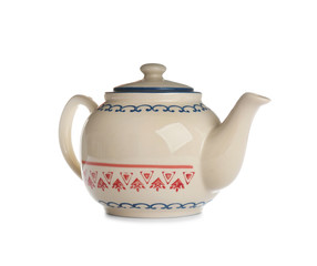 Porcelain teapot with decoration isolated on white