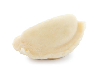 Boiled dumpling with tasty filling isolated on white