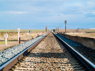 Fototapeta na wymiar Rural landscape of a railway track