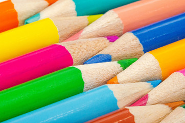 Fototapeta premium Close up color pencils isolated on white background.