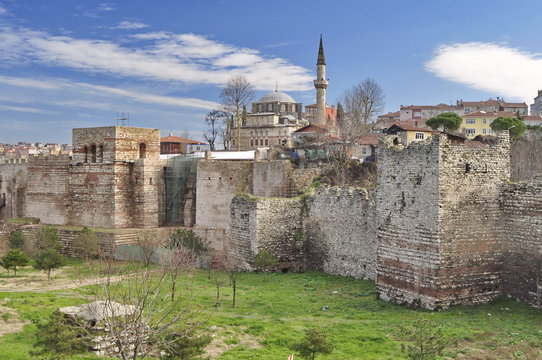 Theodosian Walls In Istanbul, Turkey