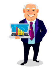 Cheerful fat business man cartoon character