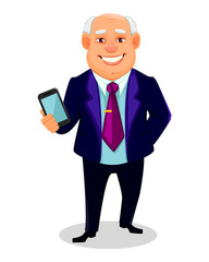 Obraz premium Cheerful fat business man cartoon character