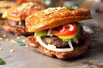 burger with french fries