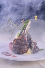 beet with leaves in bowl on white background